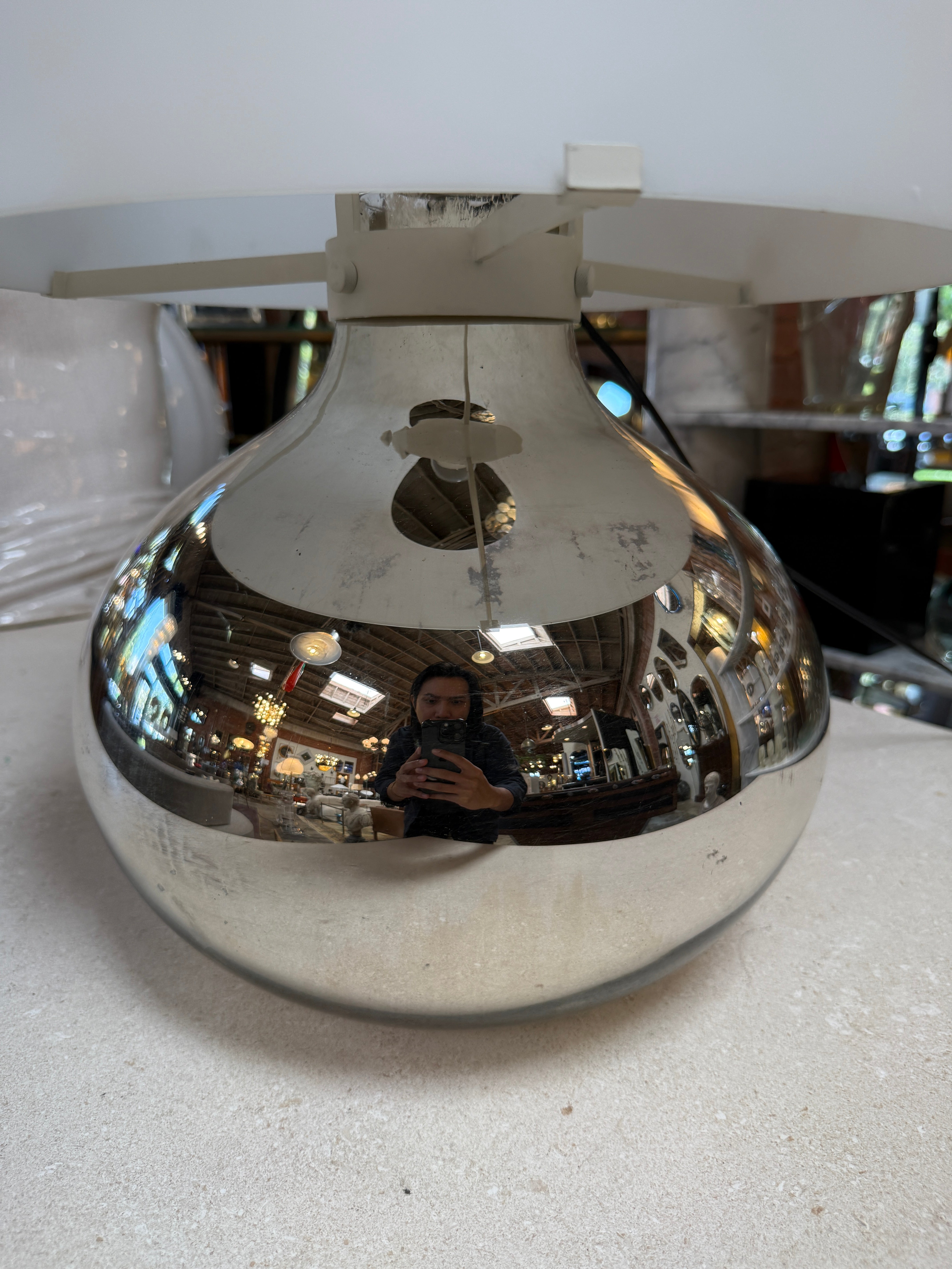 Chrome Sphere Table Lamp Attributed to Fontana Arte, Italy, Circa 1970s
