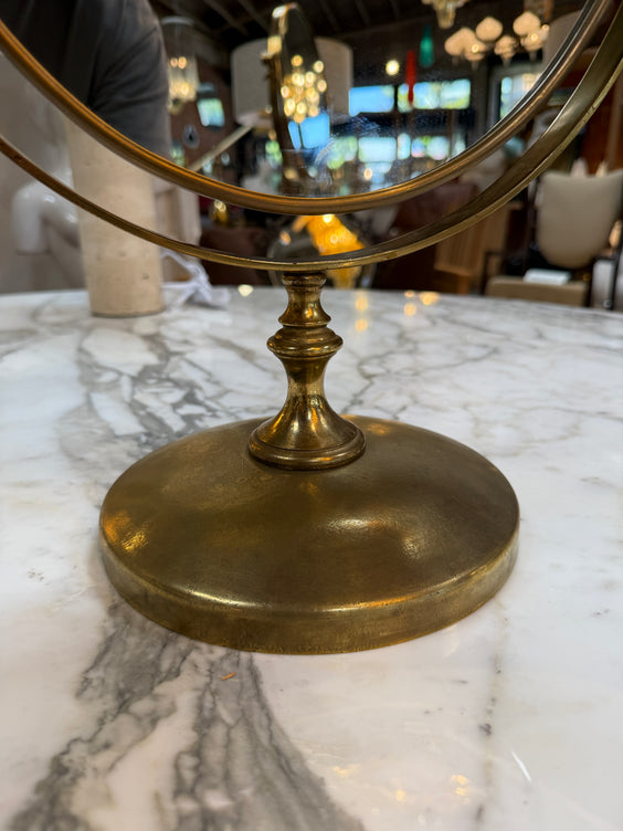 Vintage Brass Oval Vanity Mirror with Swivel Stand