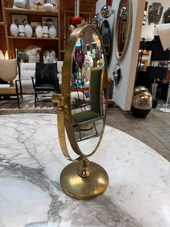 Vintage Brass Oval Vanity Mirror with Swivel Stand