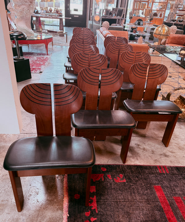 Set of 12 “Africa” Dining Chairs by Afra & Tobia Scarpa for Maxalto, Italy, 1970s