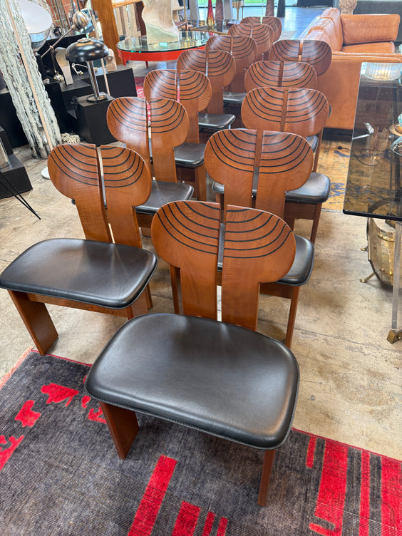 Set of 12 “Africa” Dining Chairs by Afra & Tobia Scarpa for Maxalto, Italy, 1970s