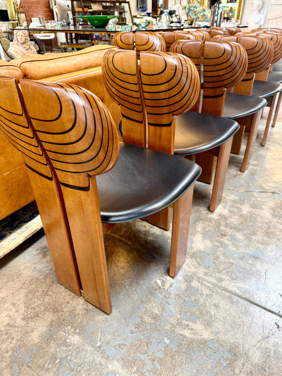 Set of 12 “Africa” Dining Chairs by Afra & Tobia Scarpa for Maxalto, Italy, 1970s