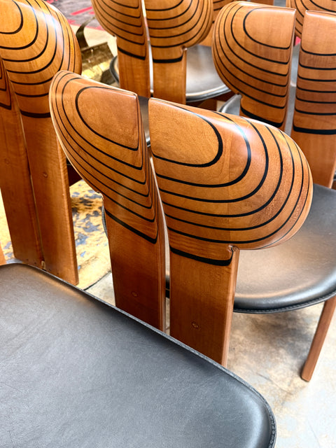 Set of 12 “Africa” Dining Chairs by Afra & Tobia Scarpa for Maxalto, Italy, 1970s