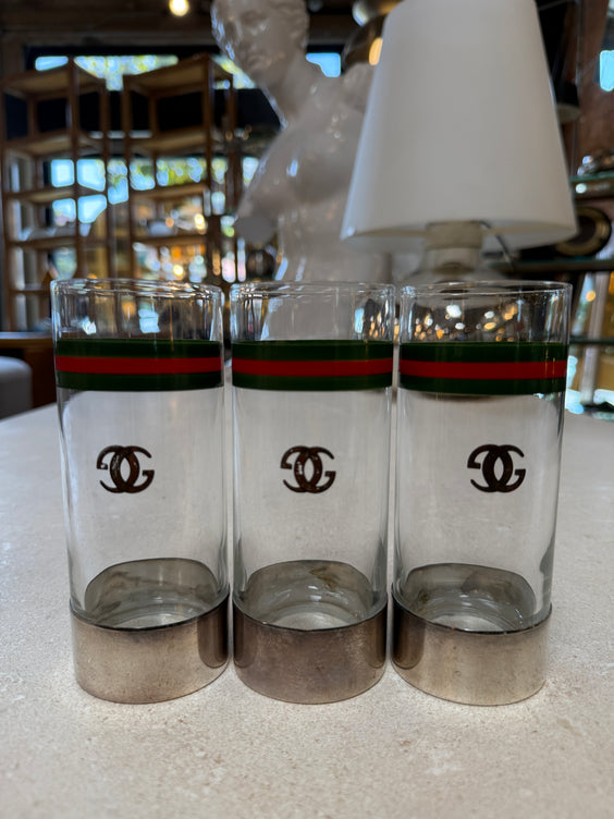 Vintage Gucci Barware Set Pitcher Carafe & High Ball Glasses