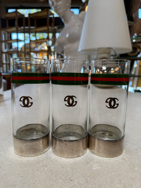 Vintage Gucci Barware Set Pitcher Carafe & High Ball Glasses