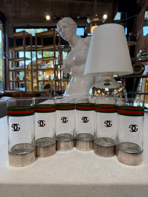 Vintage Gucci Barware Set Pitcher Carafe & High Ball Glasses