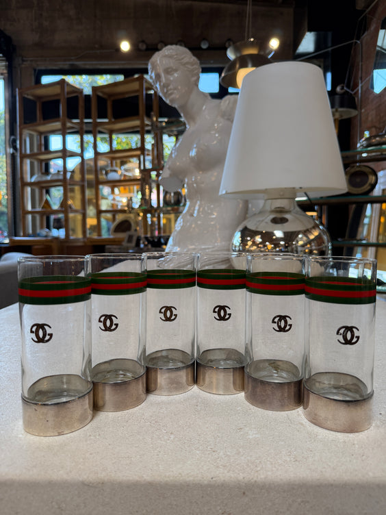 Vintage Gucci Barware Set Pitcher Carafe & High Ball Glasses