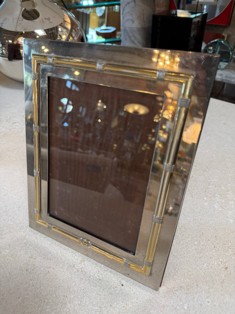 Vintage Gucci Silver & Gold Tone Picture Frame 5x7
