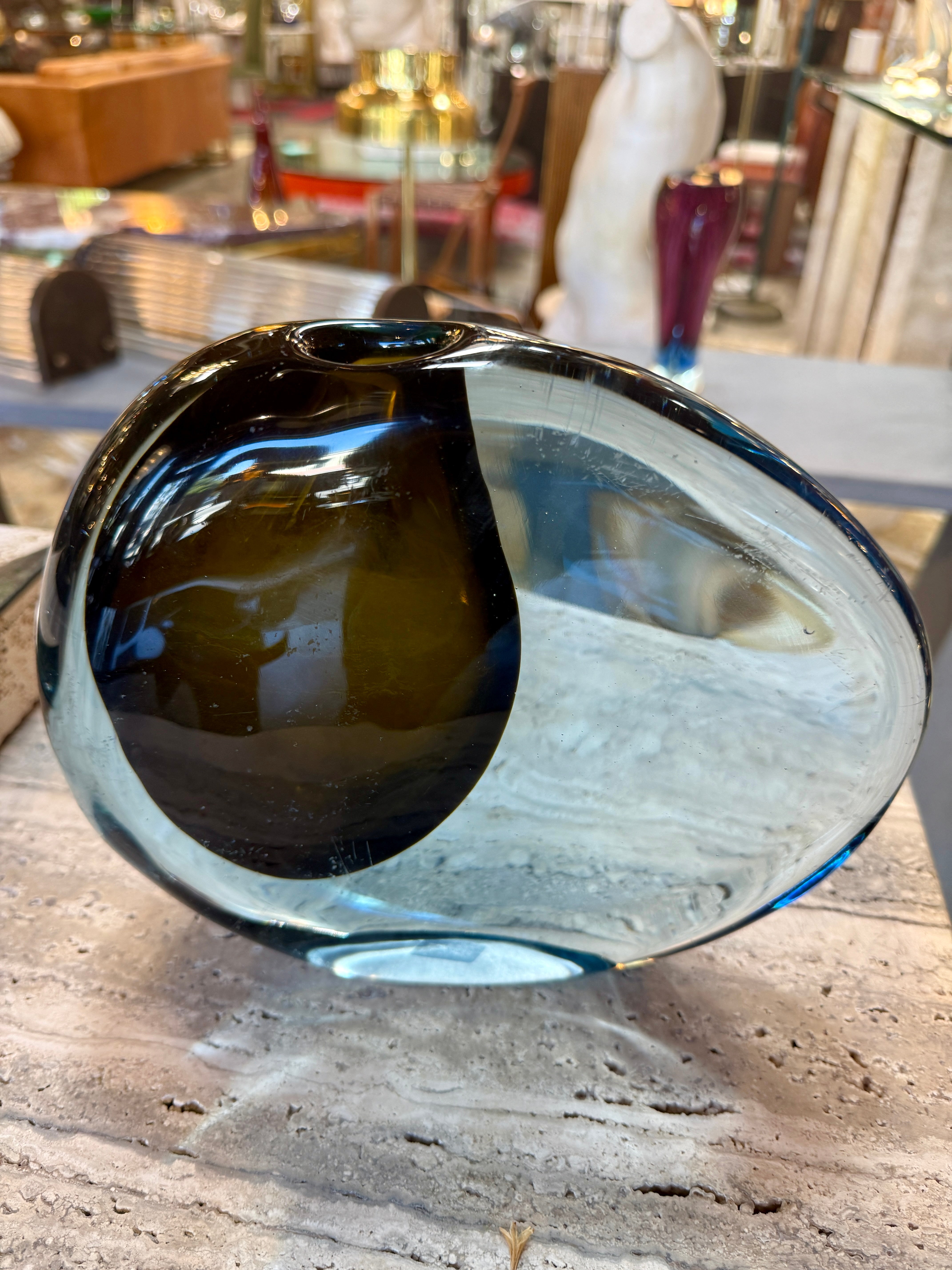 “Valva” Murano Glass Vase by Flavio Poli for Seguso, Italy, 1960s