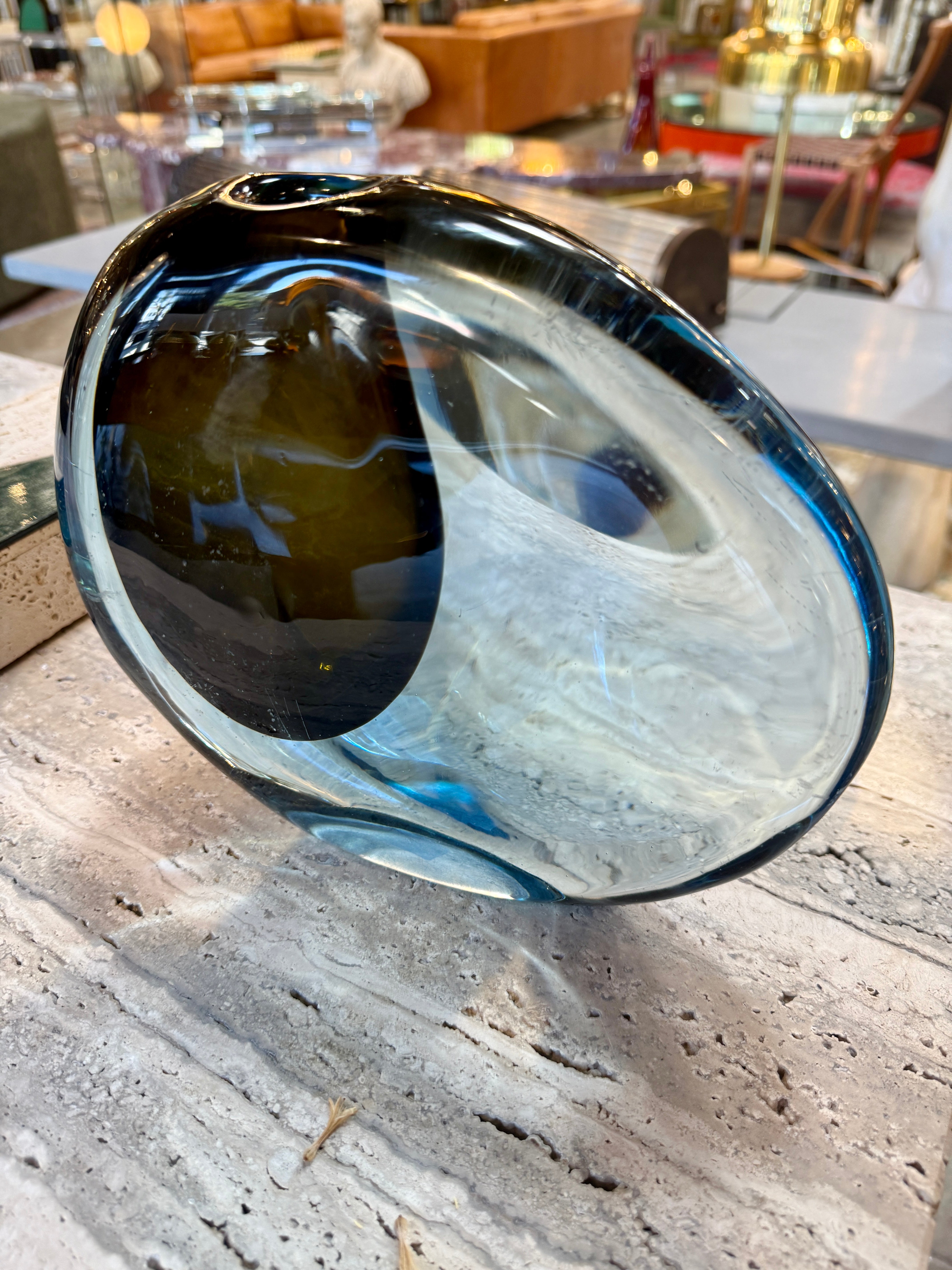 “Valva” Murano Glass Vase by Flavio Poli for Seguso, Italy, 1960s