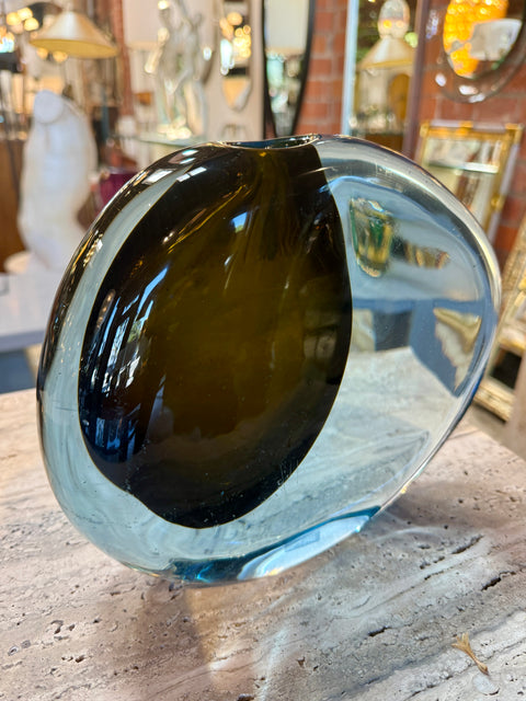 “Valva” Murano Glass Vase by Flavio Poli for Seguso, Italy, 1960s