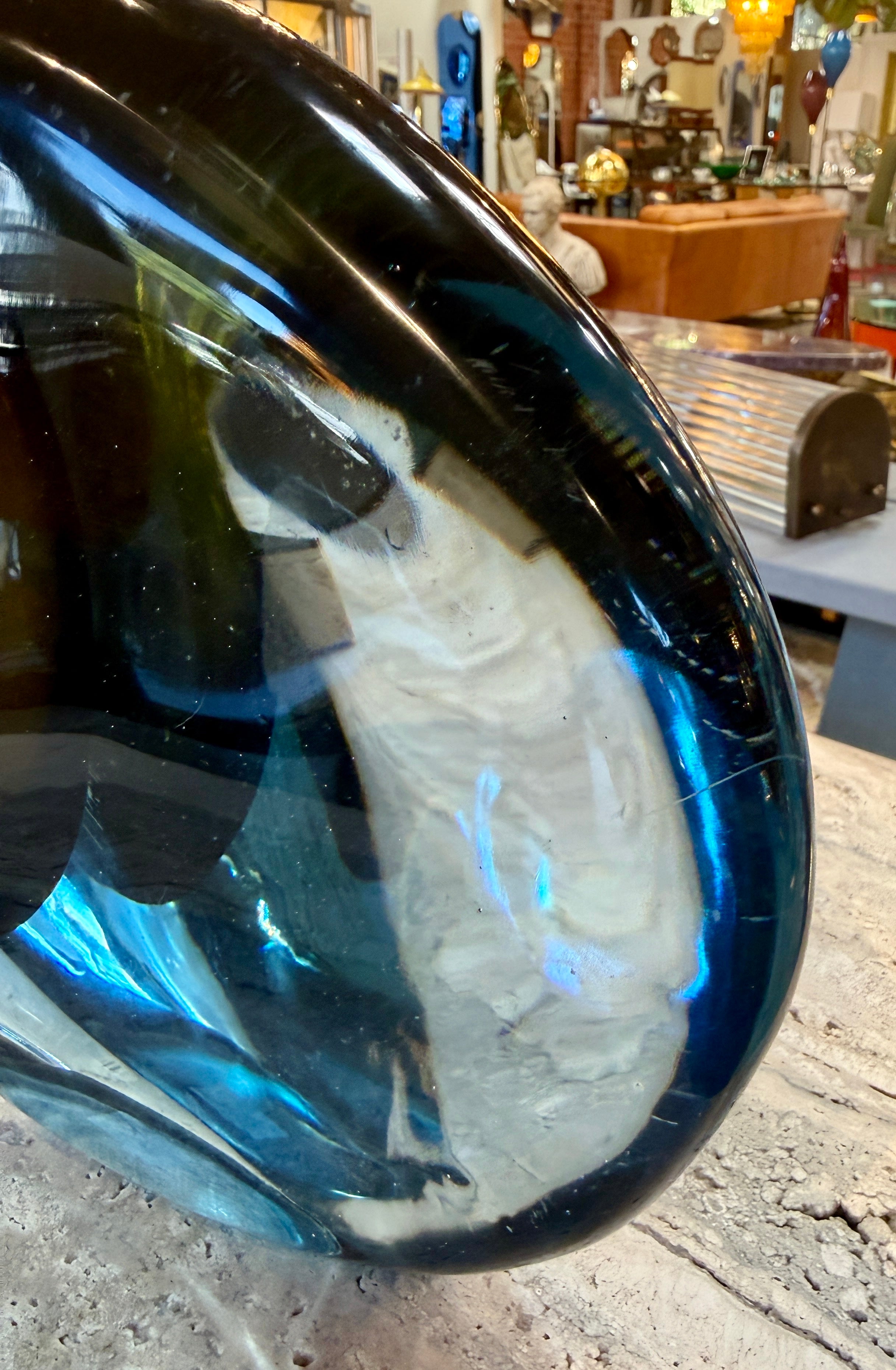 “Valva” Murano Glass Vase by Flavio Poli for Seguso, Italy, 1960s