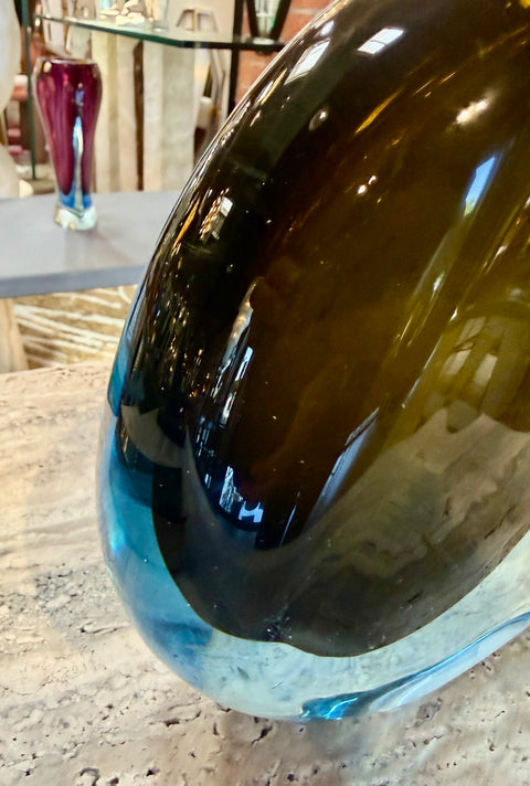 “Valva” Murano Glass Vase by Flavio Poli for Seguso, Italy, 1960s