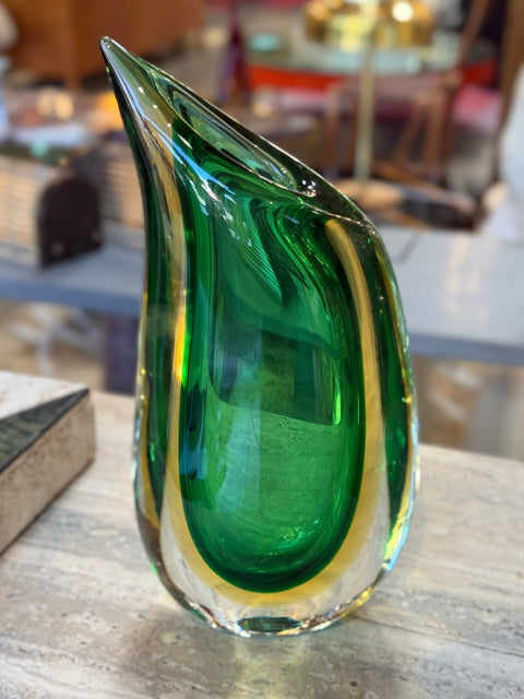 Sommerso Murano Glass “Valva” Vase by Flavio Poli for Seguso, Italy, 1950s