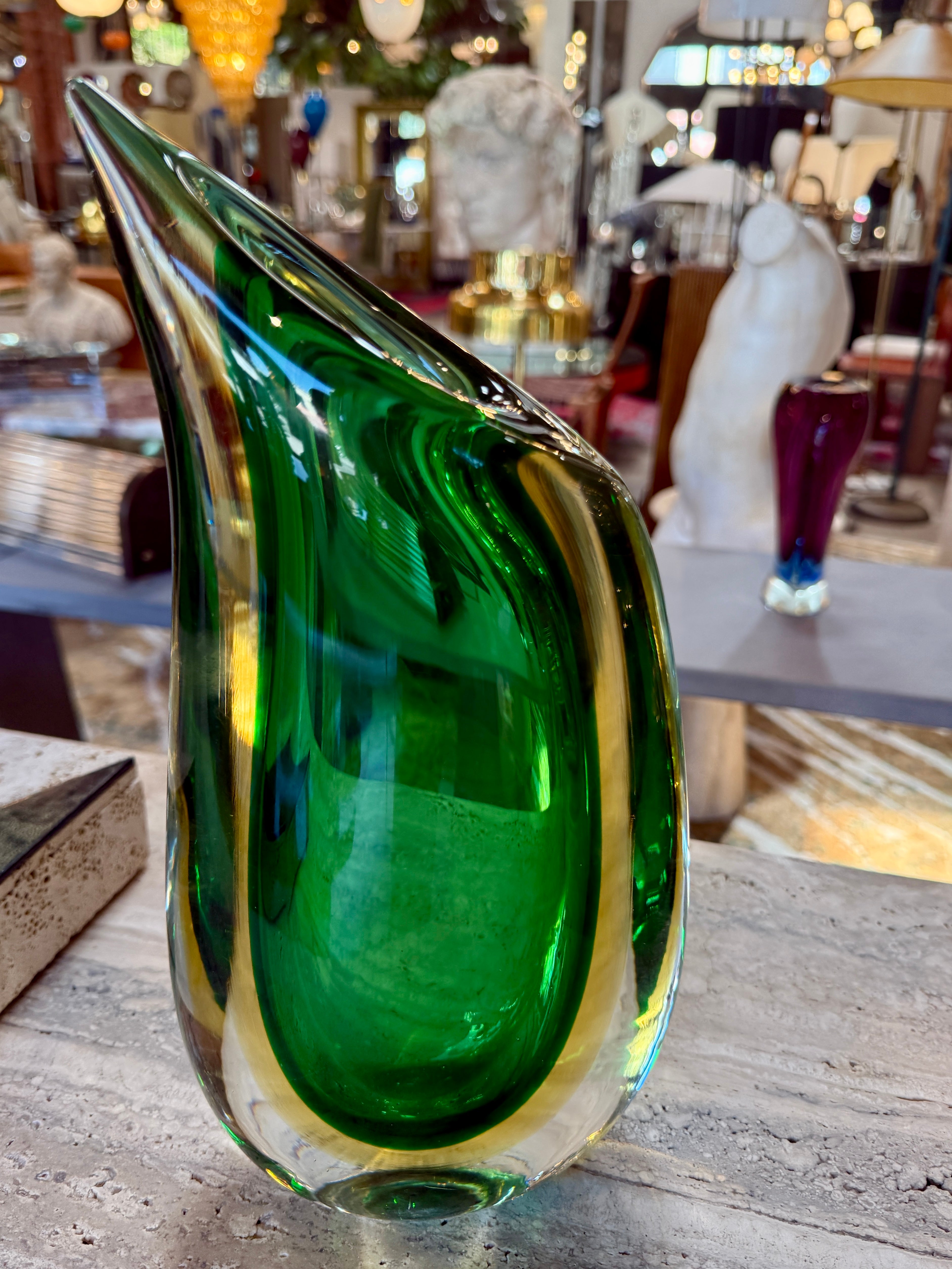 Sommerso Murano Glass “Valva” Vase by Flavio Poli for Seguso, Italy, 1950s