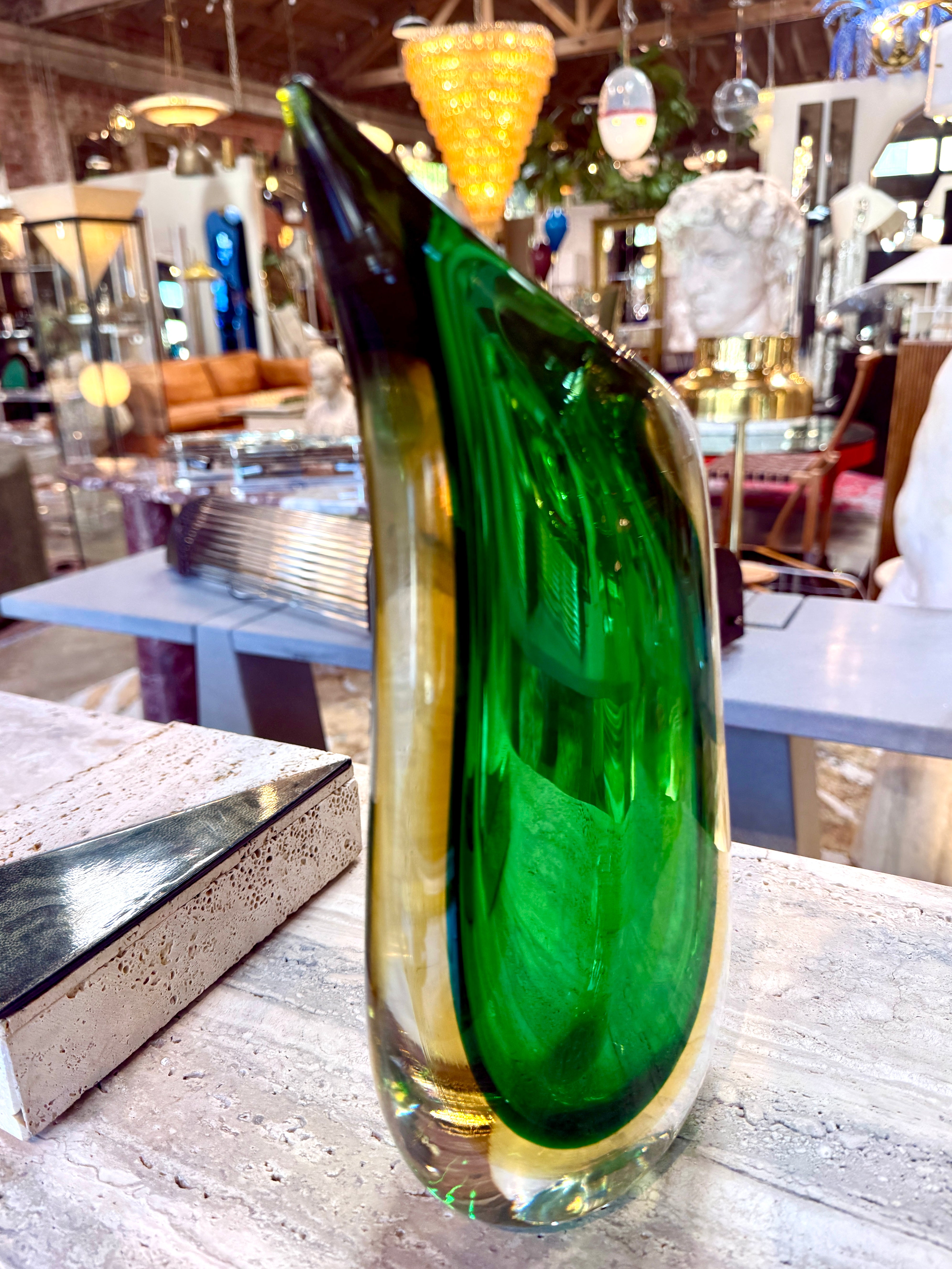 Sommerso Murano Glass “Valva” Vase by Flavio Poli for Seguso, Italy, 1950s