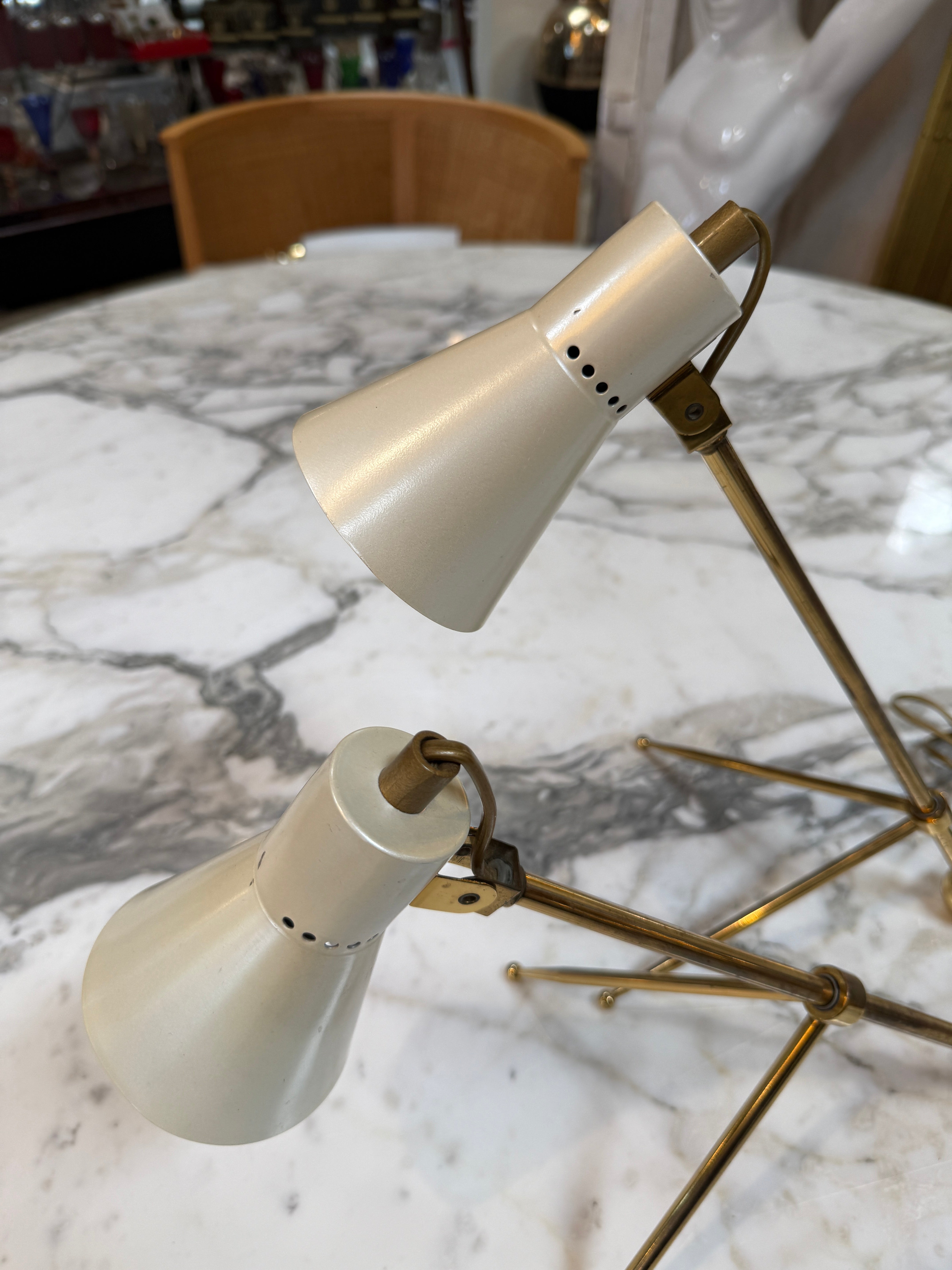 Pair of Giuseppe Ostuni Style Italian Brass Table Lamps