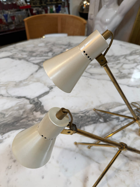 Pair of Giuseppe Ostuni Style Italian Brass Table Lamps
