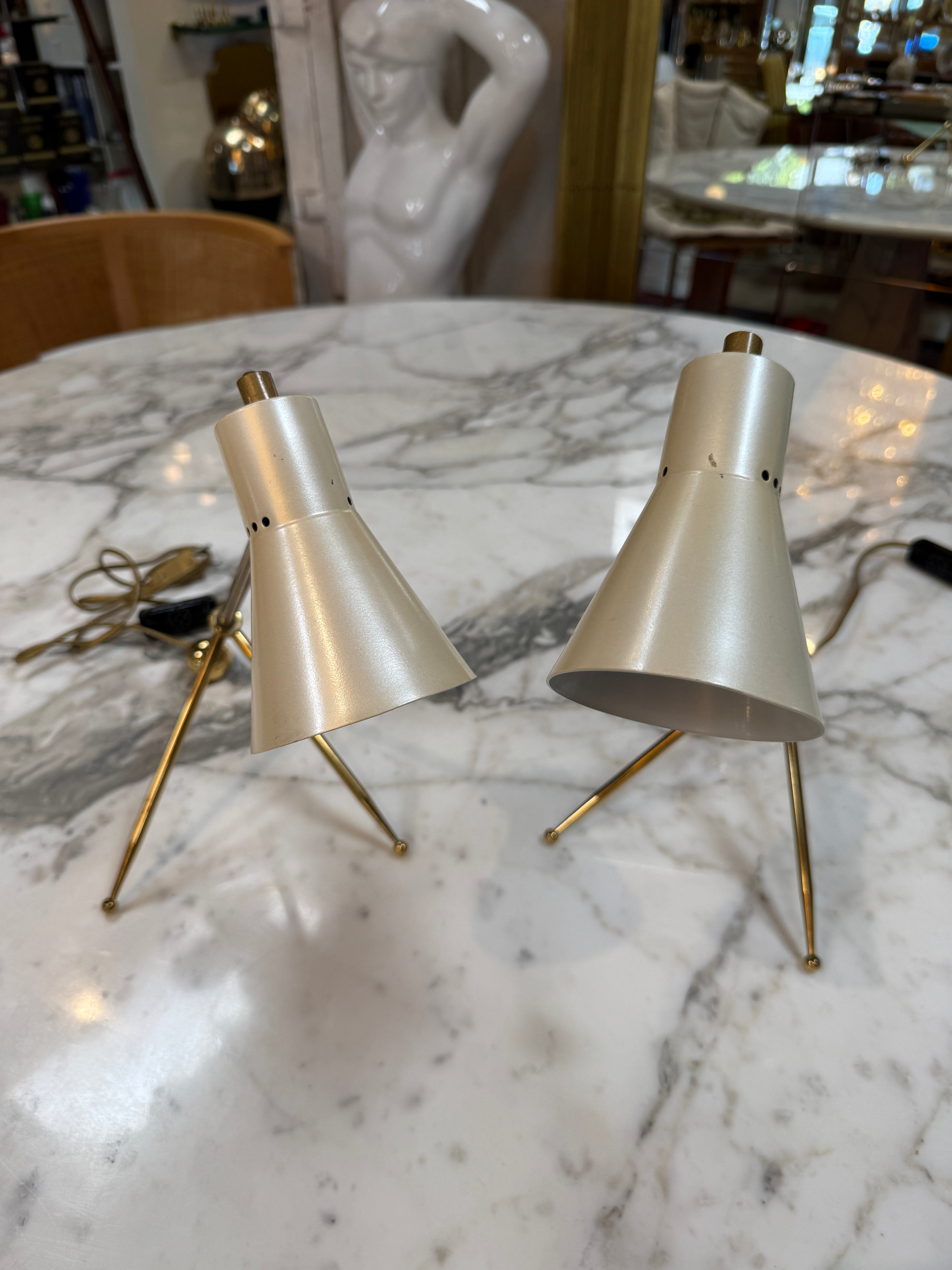 Pair of Giuseppe Ostuni Style Italian Brass Table Lamps
