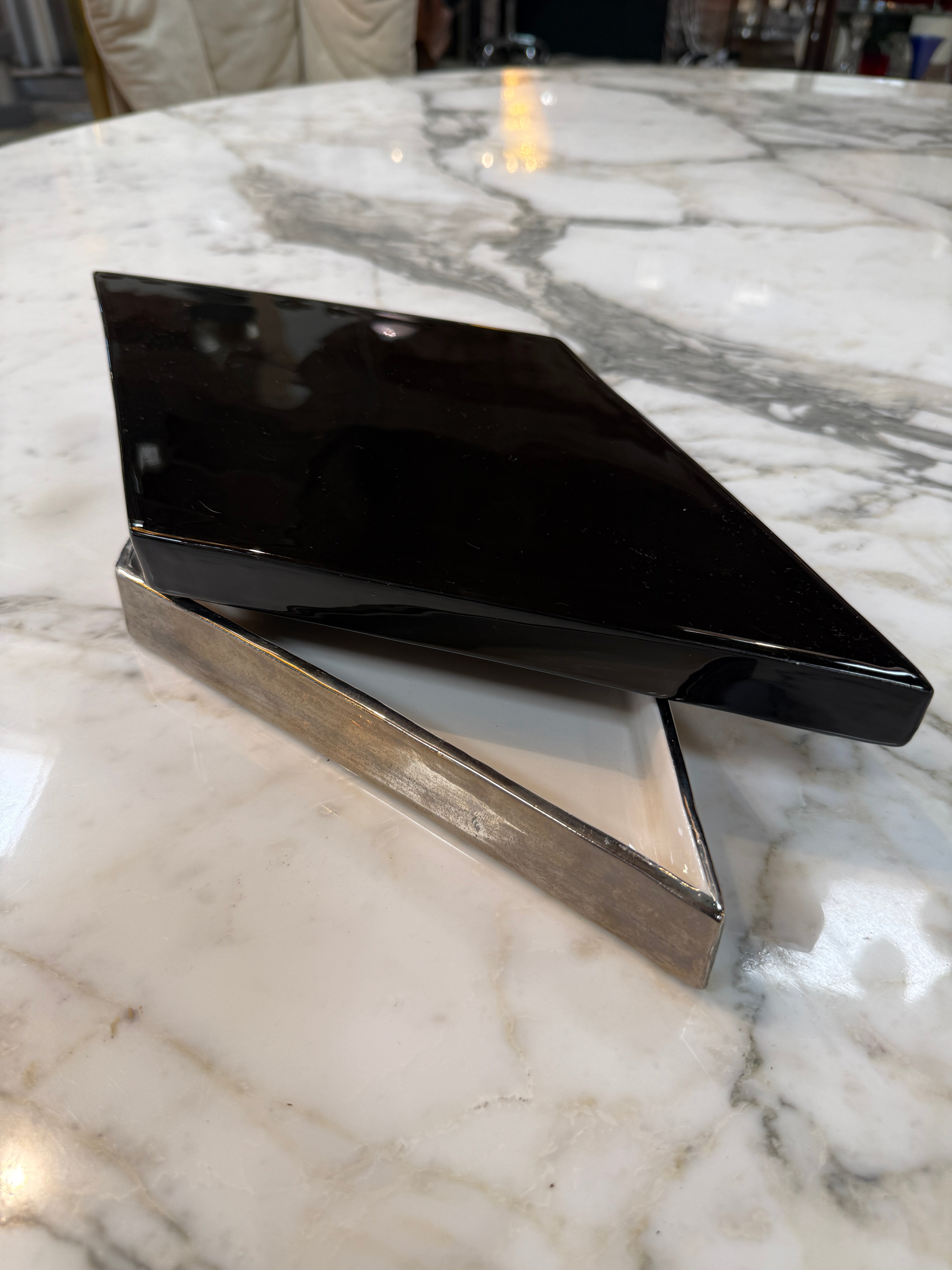 Ferdinando Loffredo Black & White Geometric Ceramic Catchall Dish