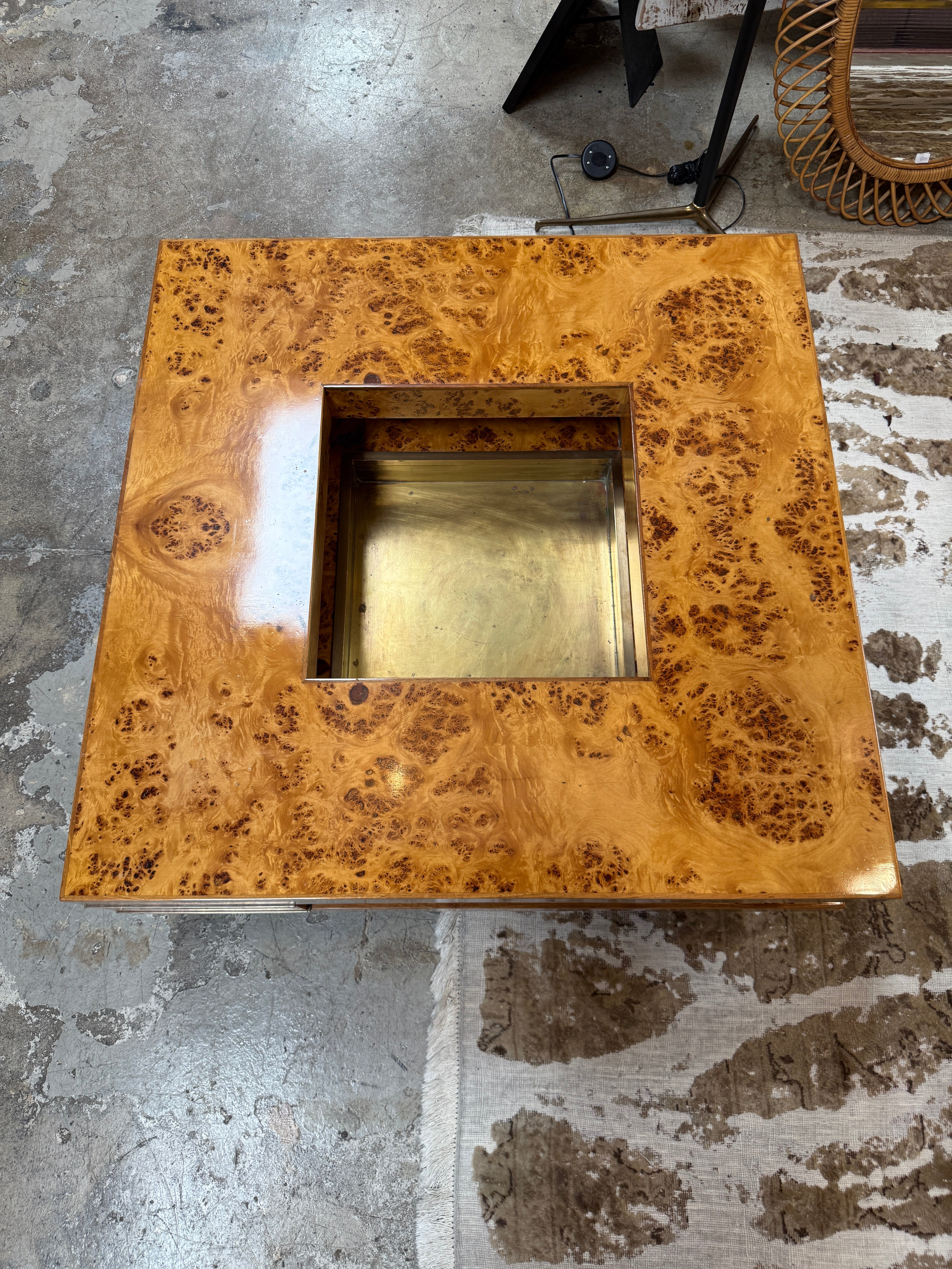 Willy Rizzo Mid-Century Burl Wood Coffee Table