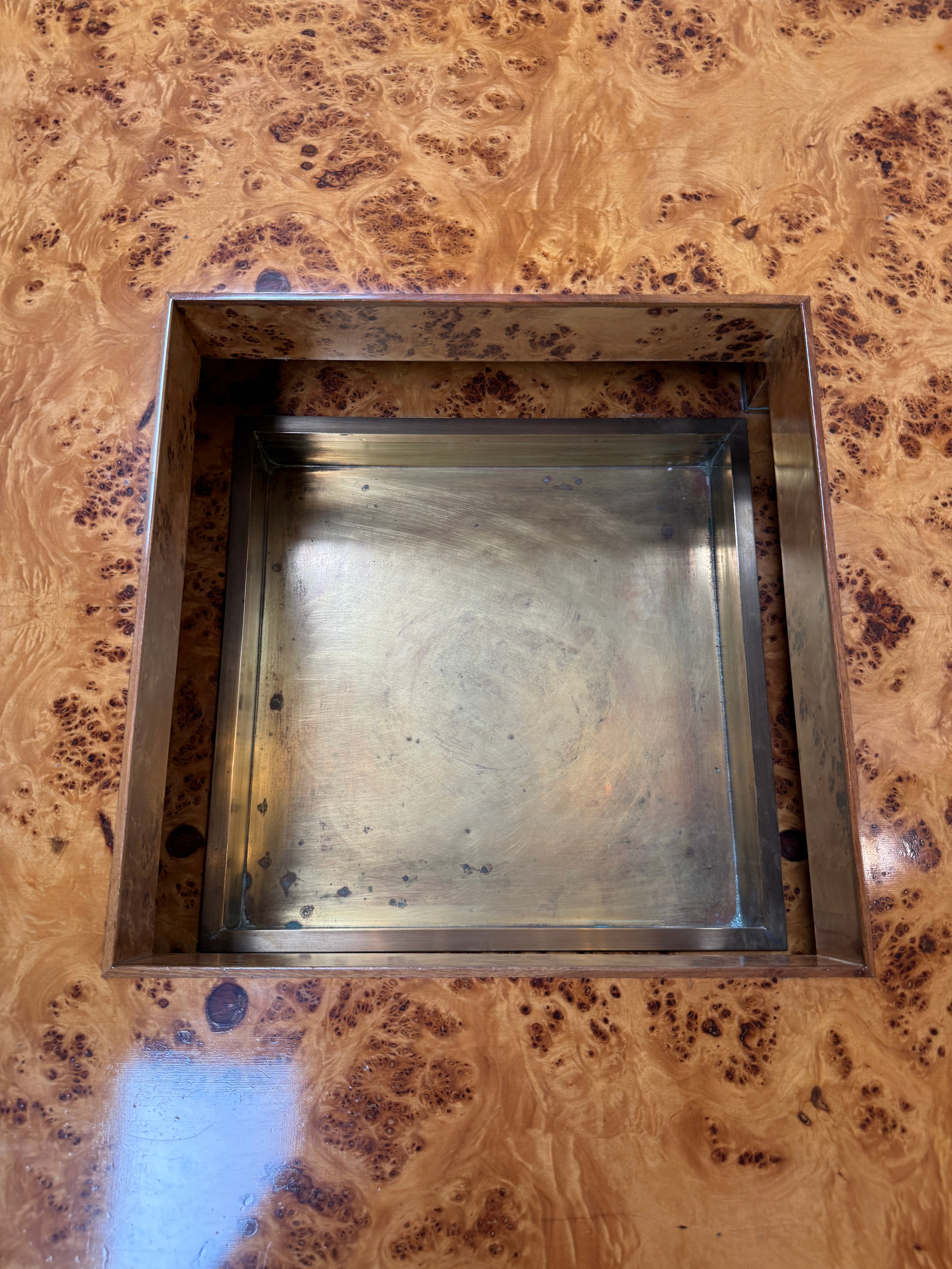 Willy Rizzo Mid-Century Burl Wood Coffee Table