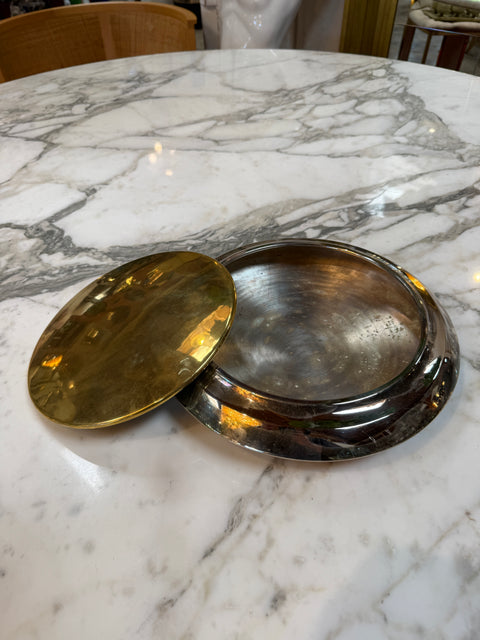 Silverplate & Brass Covered Trinket Box