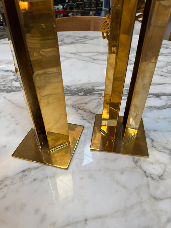 Pair of Italian Modernist Brass Table Lamps