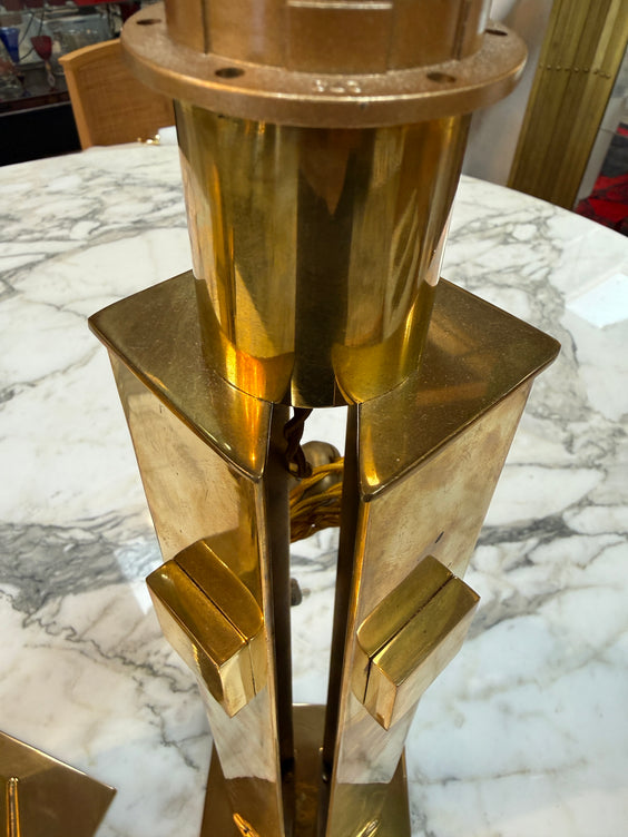 Pair of Italian Modernist Brass Table Lamps