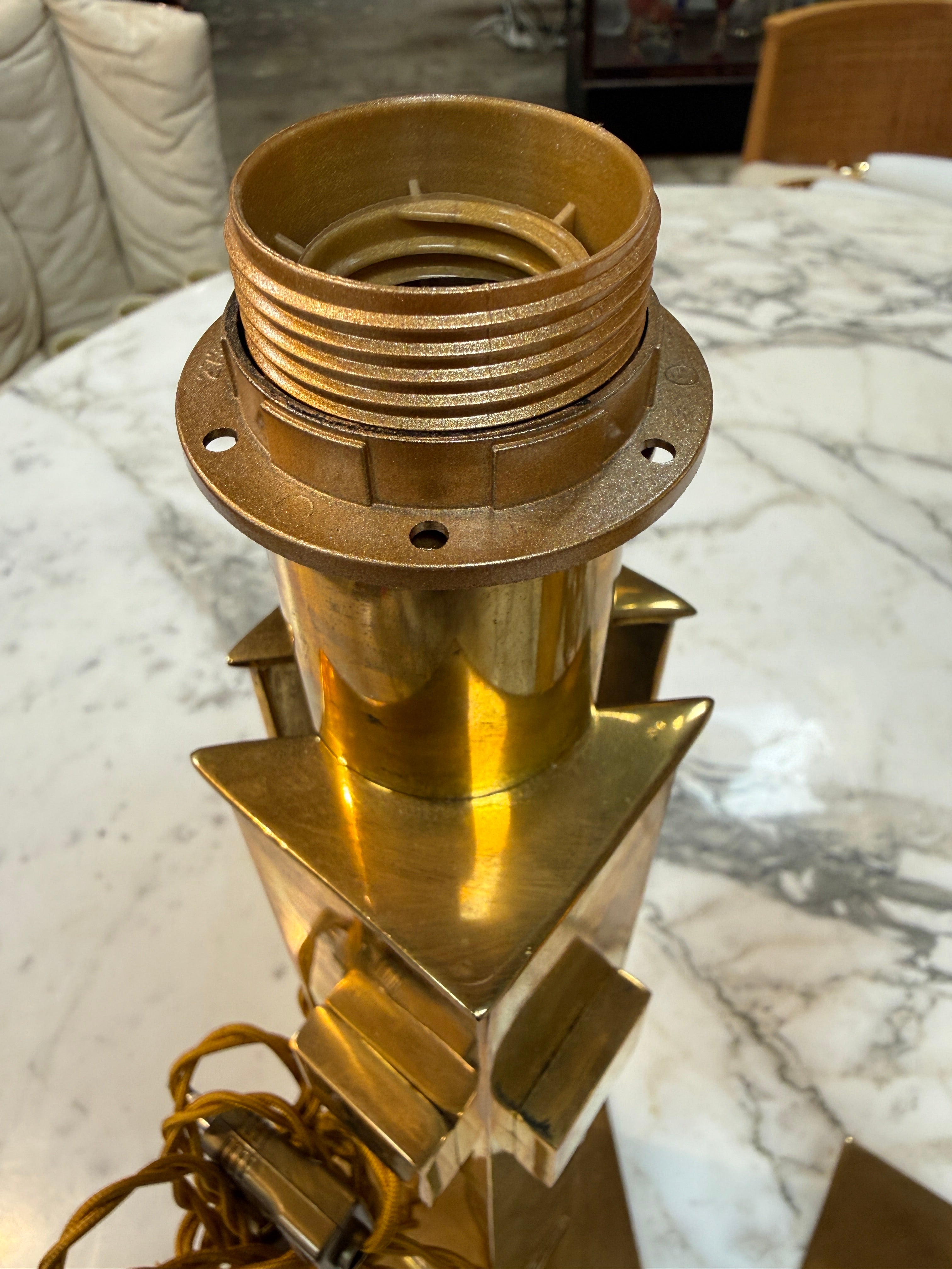 Pair of Italian Modernist Brass Table Lamps