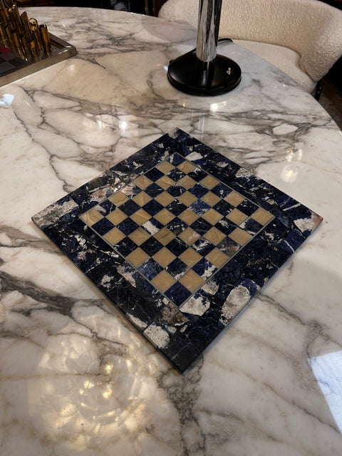 Vintage Italian Lapiz Lazuli Chess Board 1980s