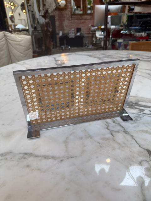 Vintage Chrome & Cane Double Photo Frame