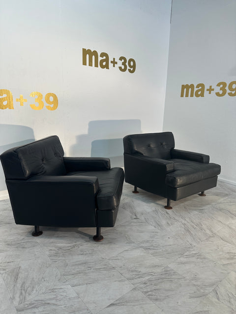 Pair of 2 Mid Century Italian Loung Chairs by Zanuso X Artflex 1960s