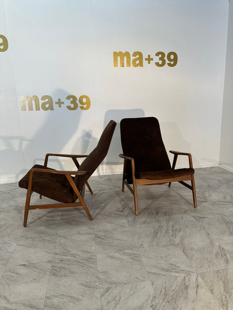 Pair of 2 Mid Century Italian Armchair by Gio Ponti 1960