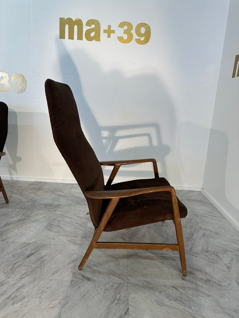 Pair of 2 Mid Century Italian Armchair by Gio Ponti 1960