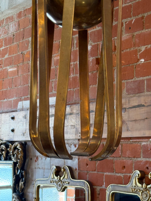 Italian Solid Brass Six-Light Sculptural Chandelier, Mid-Century Modern, circa 1970s