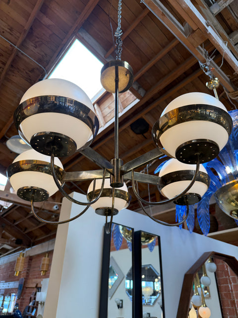 5-Light Opal Chandelier, Attributed to Heikki Turunen 1970's