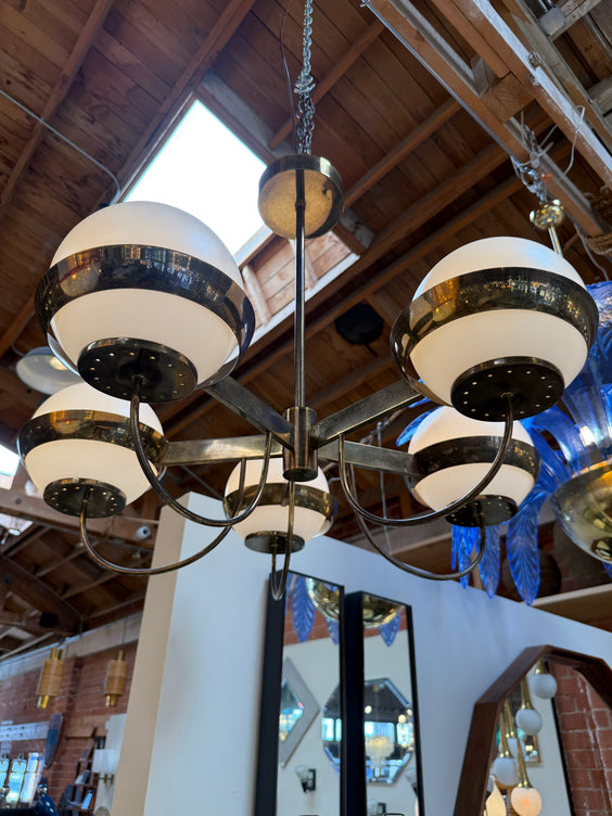 5-Light Opal Chandelier, Attributed to Heikki Turunen 1970's