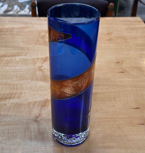 Vintage Italian Decorative Blue Vase 1980s