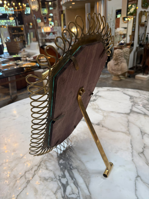 1950's Brass Table/Vanity Mirror with Looped Wire Frame