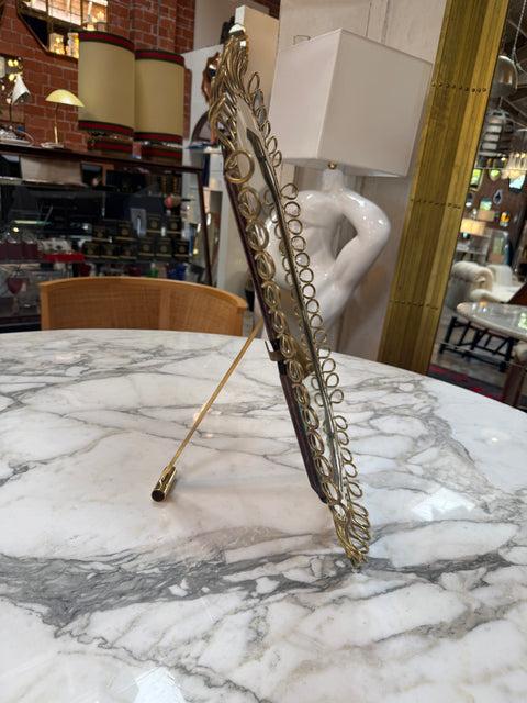 1950's Brass Table/Vanity Mirror with Looped Wire Frame