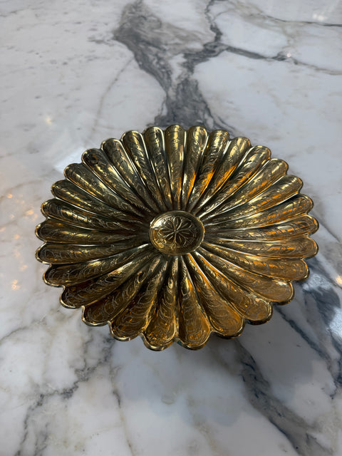 Vintage Solid Brass Pedestal Bowl
