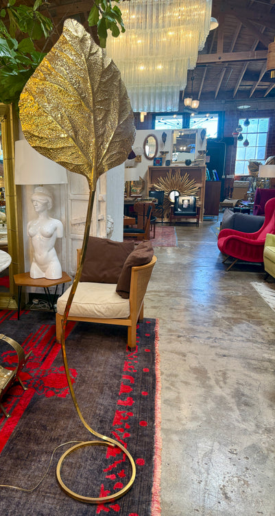 Tommaso Barbi Leaf Floor Lamp in Brass, Italy, 1970s