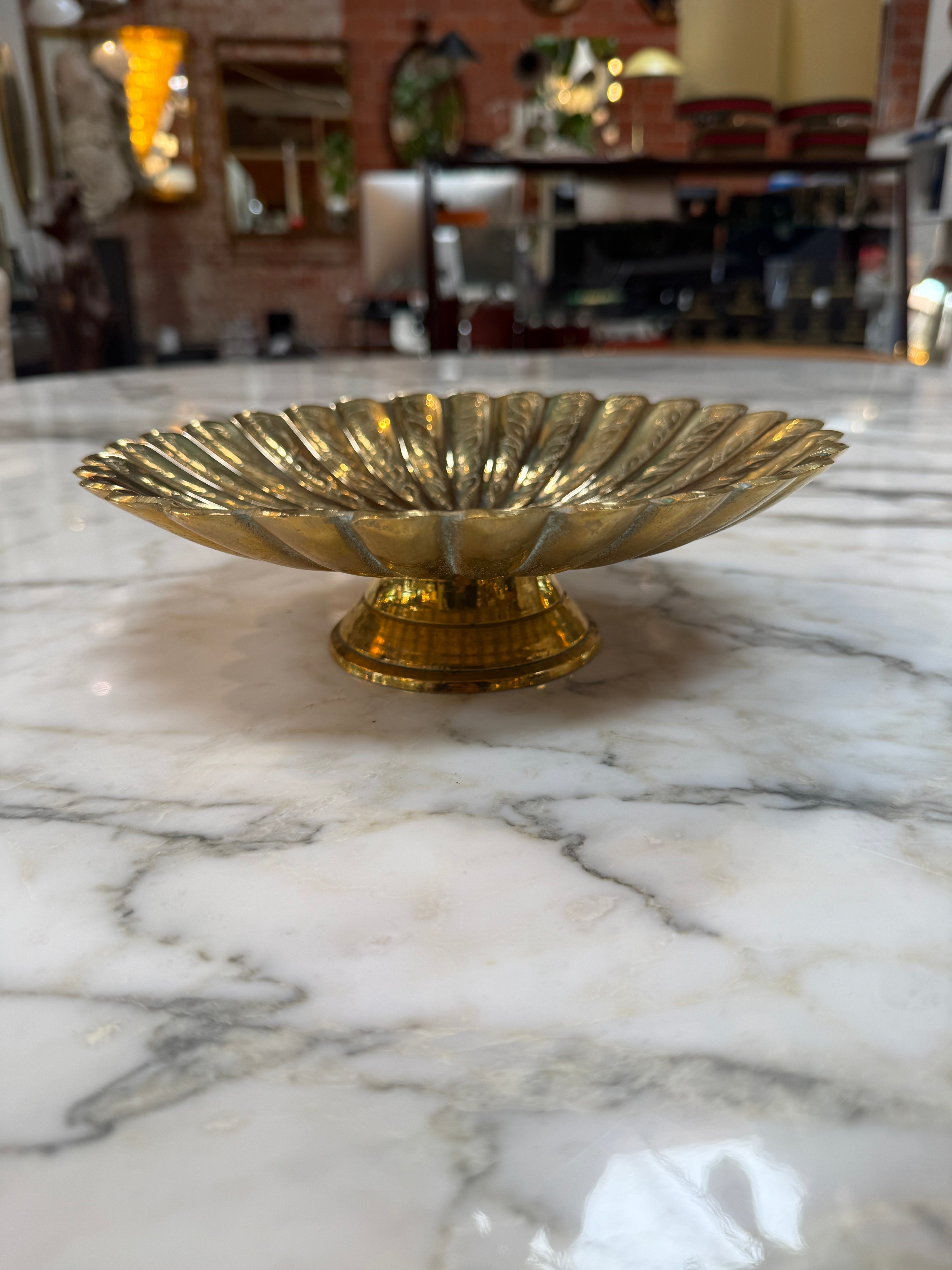 Vintage Solid Brass Pedestal Bowl