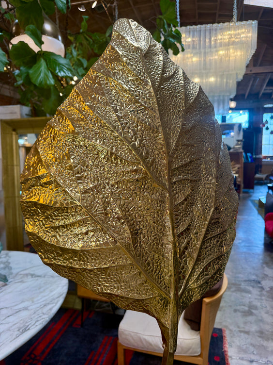 Tommaso Barbi Leaf Floor Lamp in Brass, Italy, 1970s