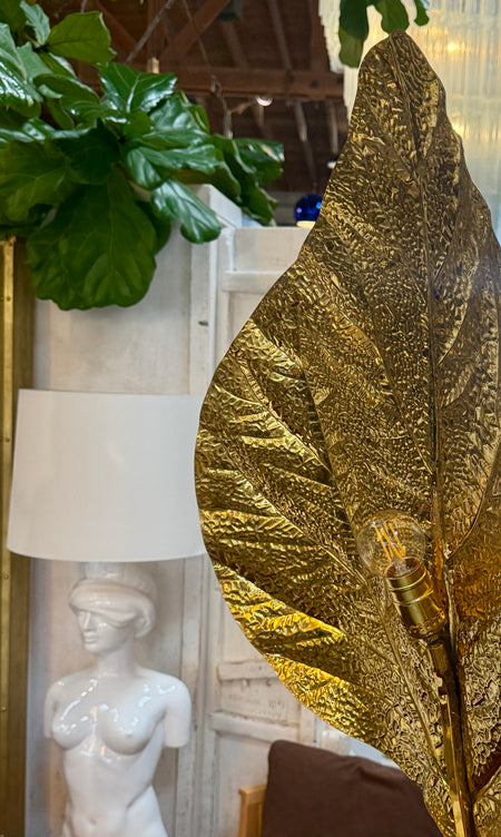 Tommaso Barbi Leaf Floor Lamp in Brass, Italy, 1970s