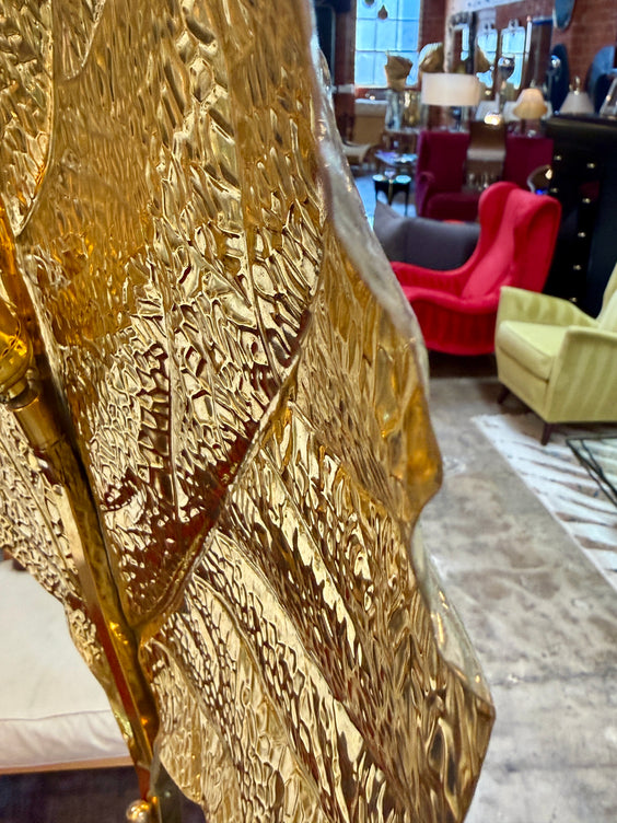 Tommaso Barbi Leaf Floor Lamp in Brass, Italy, 1970s