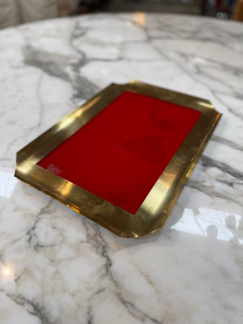 Vintage Bras Tray with Red Glass Insert