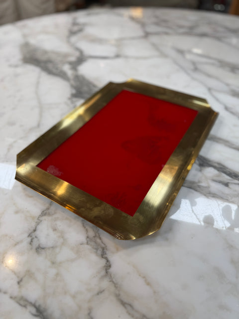 Vintage Bras Tray with Red Glass Insert
