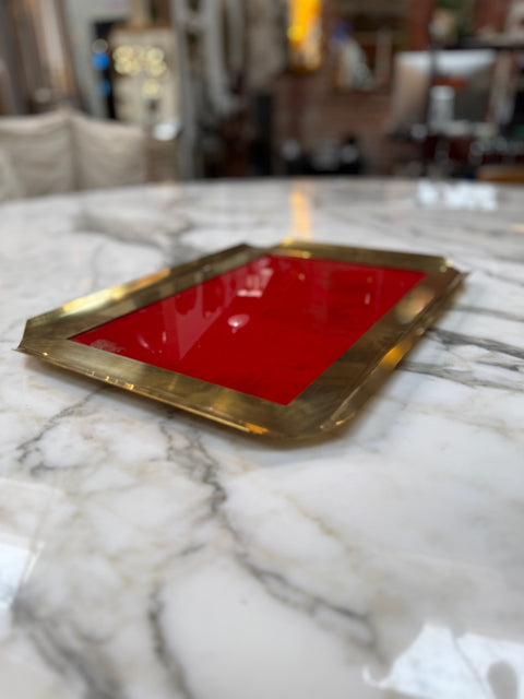 Vintage Bras Tray with Red Glass Insert